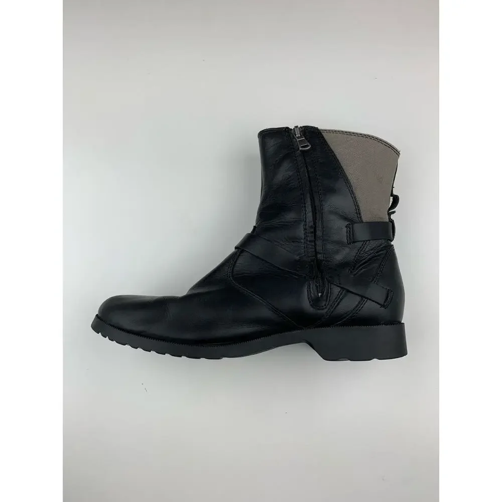 Teva De La Vina Boots Black Leather Waterproof Ankle Zipper Women's 7.5